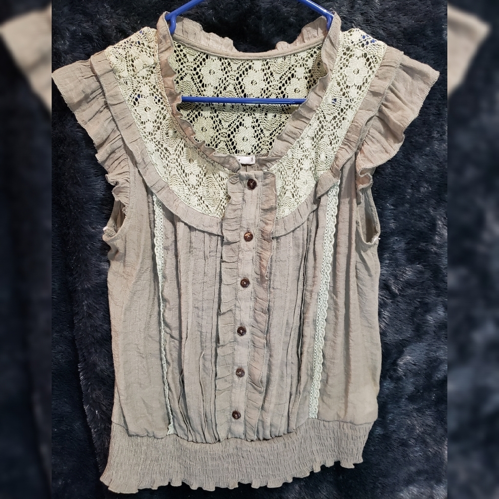 Olive color dressy-casual tank.